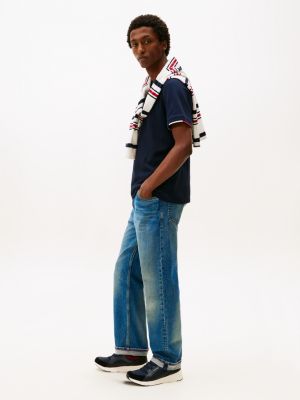 blue mixed texture cleat trainers for men tommy hilfiger