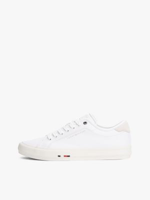 weiß ledersneaker mit branding für herren - tommy hilfiger
