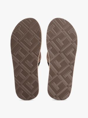 beige;multi cork footbed flip-flops for men tommy hilfiger