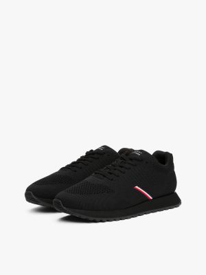 baskets en maille à texture contrastée noir pour hommes tommy hilfiger