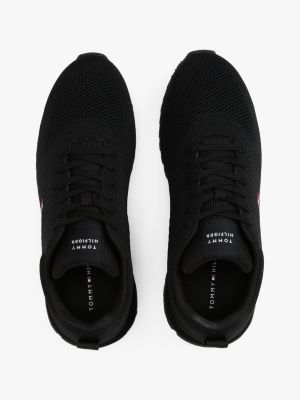 baskets en maille à texture contrastée noir pour hommes tommy hilfiger