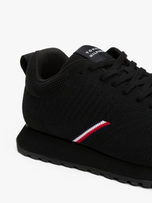 baskets en maille à texture contrastée noir pour hommes tommy hilfiger