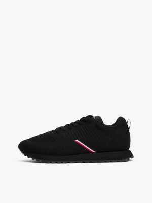 baskets en maille à texture contrastée noir pour hommes tommy hilfiger