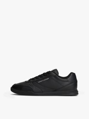 black debossed logo cupsole trainers with leather for men tommy hilfiger