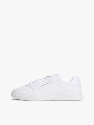 weiß cupsole-sneaker mit leder und logos für herren - tommy hilfiger