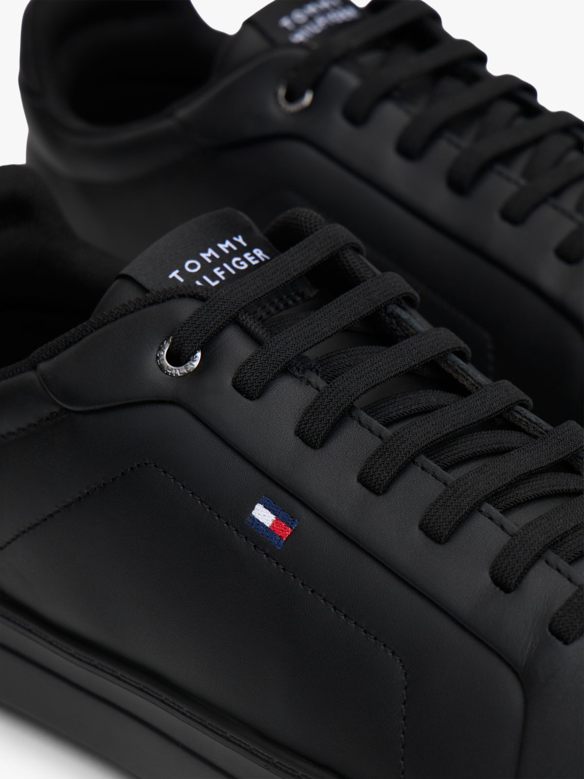 Hilfiger Icon Leather Court Trainers — Black
