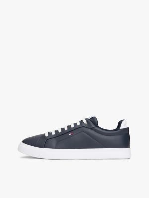 blau leichtgewichtiger court-sneaker aus leder für herren - tommy hilfiger