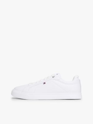 weiß leichtgewichtiger court-sneaker aus leder für herren - tommy hilfiger
