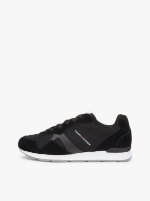 baskets en daim multitextures noir pour hommes tommy hilfiger