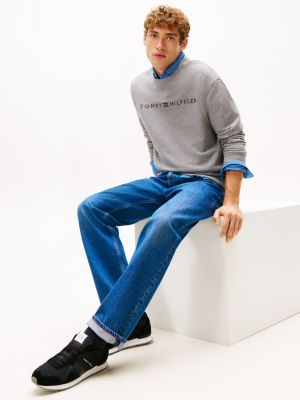 baskets en daim multitextures noir pour hommes tommy hilfiger