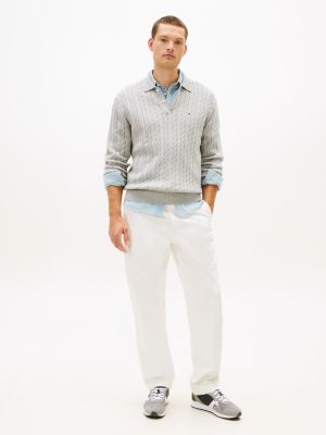 baskets en daim multitextures gris pour hommes tommy hilfiger