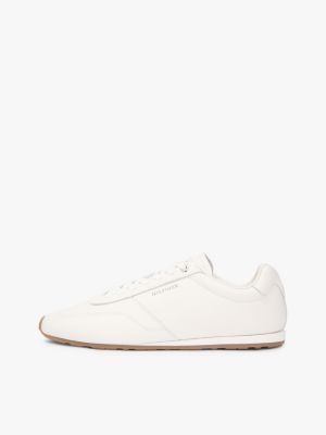 white low profile logo leather trainers for men tommy hilfiger