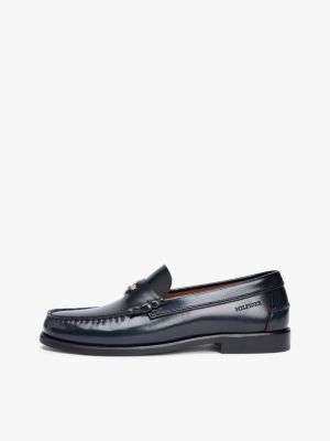blue patent leather debossed loafers for men tommy hilfiger