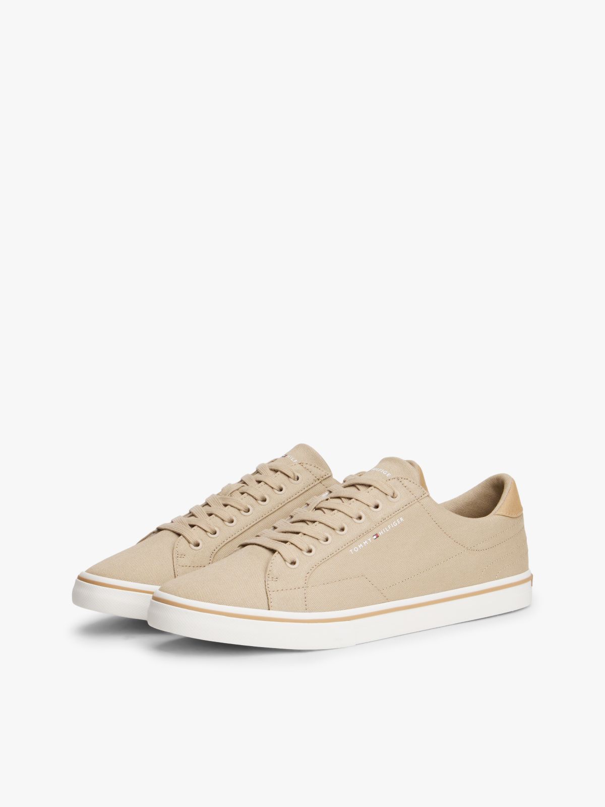 Canvas Embossed Trainers — Khaki