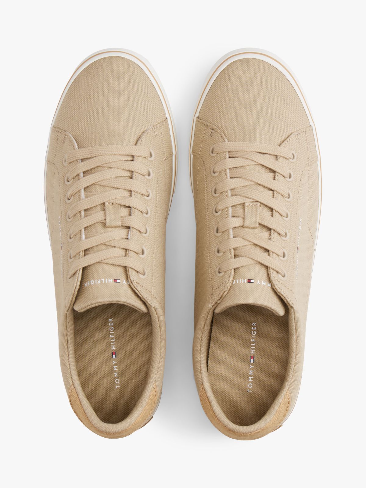 Canvas Embossed Trainers — Khaki