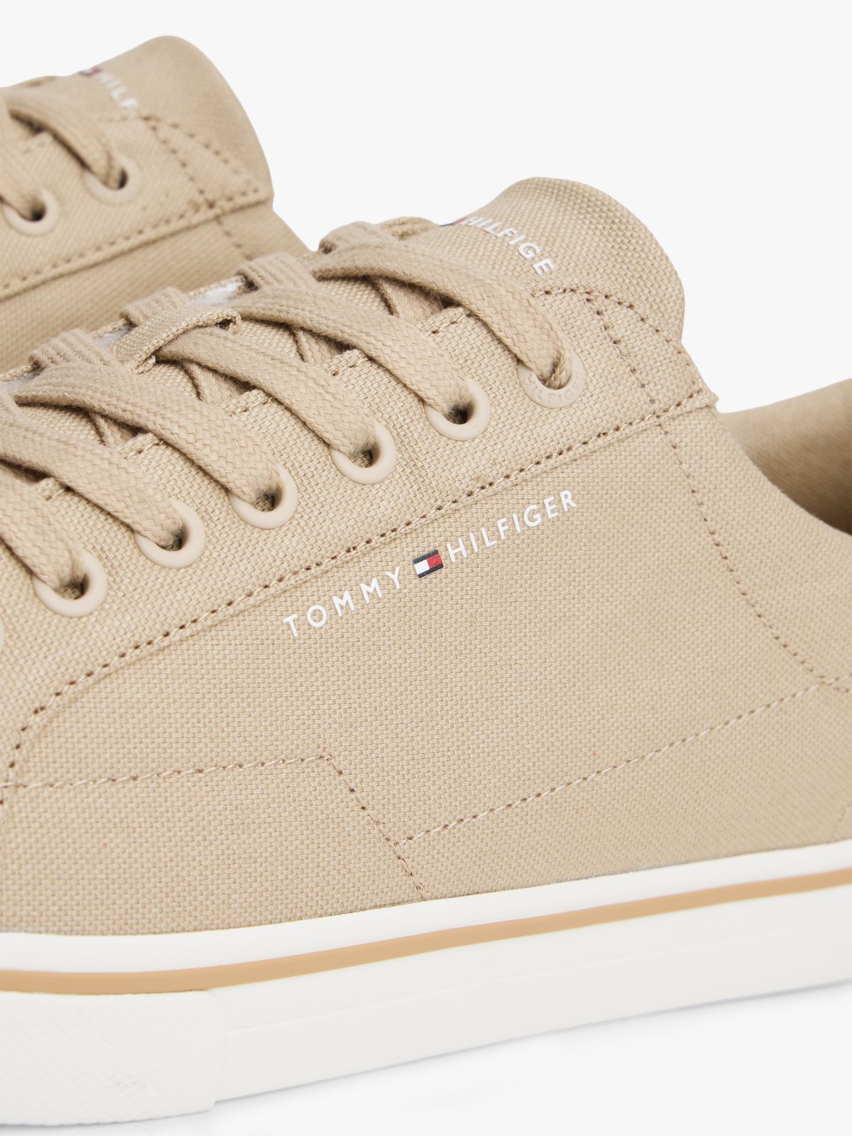 Canvas Embossed Trainers — Khaki
