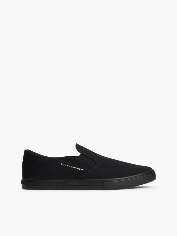 Canvas Slip-On Trainers — Black