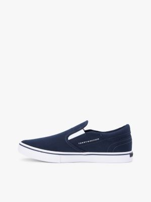 blue canvas slip-on trainers for men tommy hilfiger