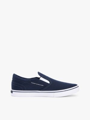 blue canvas slip-on trainers for men tommy hilfiger