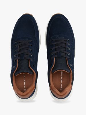 blue suede hybrid trainers for men tommy hilfiger