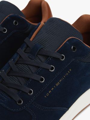 blue suede hybrid trainers for men tommy hilfiger