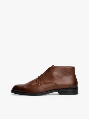 braun lace-up ankle boot aus leder für herren - tommy hilfiger