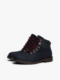 Leather Warm Lined Cleat Ankle Boots — Blue 2