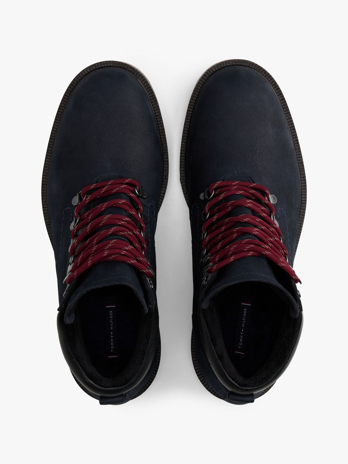 Leather Warm Lined Cleat Ankle Boots — Blue