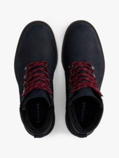 Leather Warm Lined Cleat Ankle Boots — Blue 3