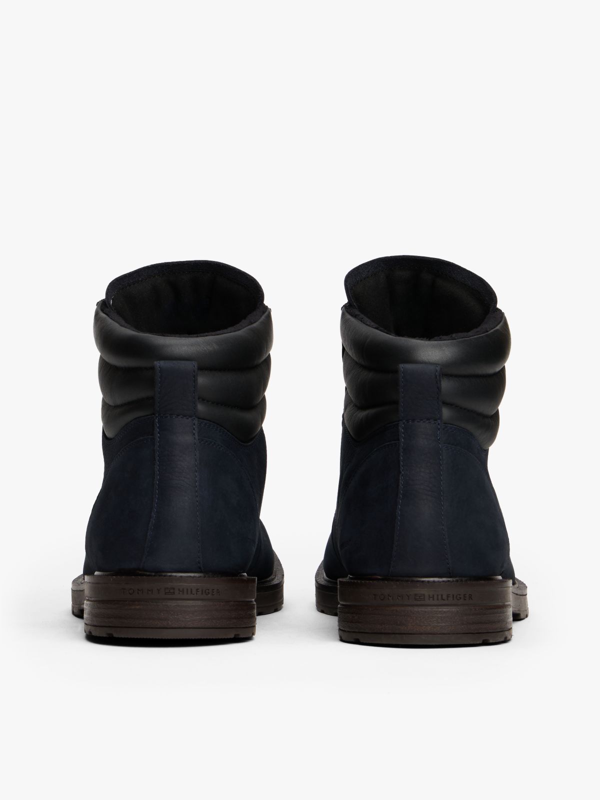 Leather Warm Lined Cleat Ankle Boots — Blue