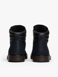 Leather Warm Lined Cleat Ankle Boots — Blue 4