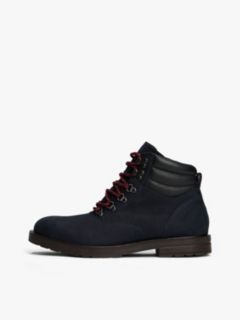 Leather Warm Lined Cleat Ankle Boots — Blue 7