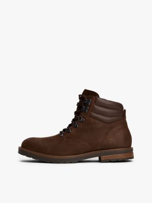brown leather cleat ankle boots for men tommy hilfiger