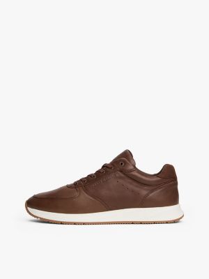 braun rutschhemmender hybrid-sneaker aus leder für herren - tommy hilfiger