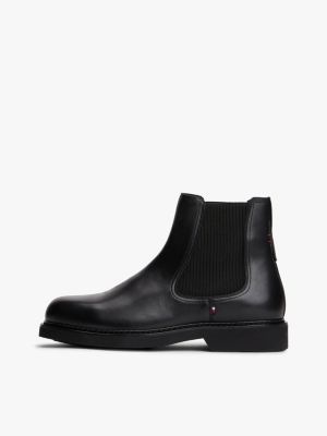 bottes chelsea en cuir légères noir pour hommes tommy hilfiger