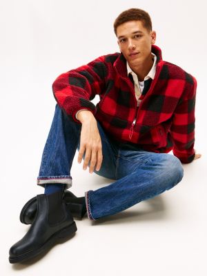 bottes chelsea en cuir légères noir pour hommes tommy hilfiger