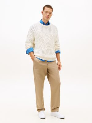 weiß sneaker aus leder mit kontrast-mittelsohle für herren - tommy hilfiger