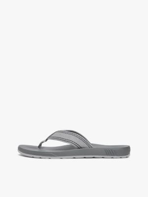 grey embossed logo webbing strap flip flops for men tommy hilfiger