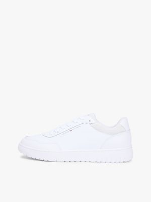 white lightweight basketball trainers with leather for men tommy hilfiger