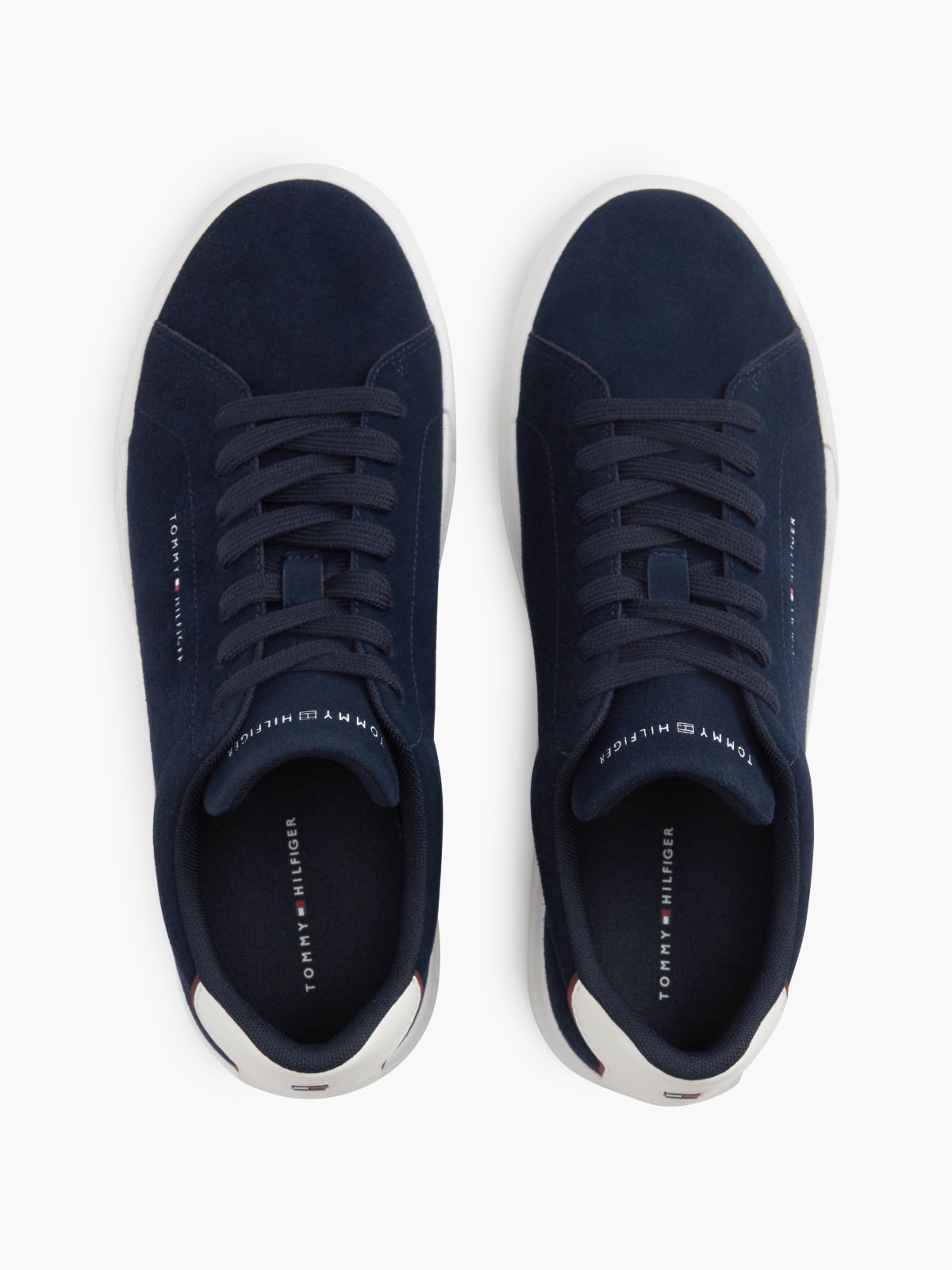Suede Contrast Heel Court Trainers — Blue