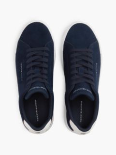 Suede Contrast Heel Court Trainers — Blue 3