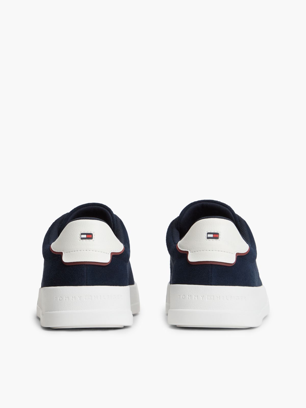 Suede Contrast Heel Court Trainers — Blue