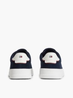 Suede Contrast Heel Court Trainers — Blue 4