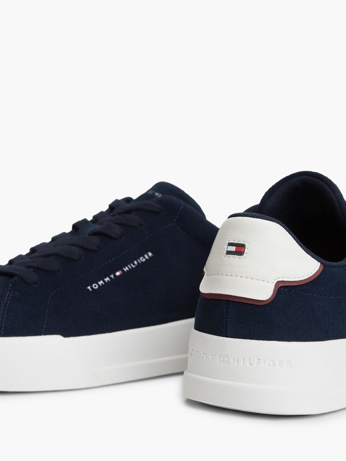 Suede Contrast Heel Court Trainers — Blue