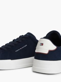 Suede Contrast Heel Court Trainers — Blue 6