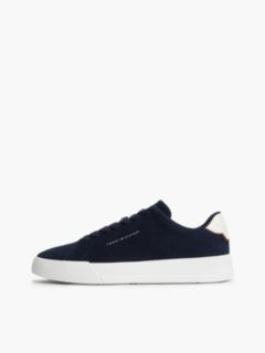 Suede Contrast Heel Court Trainers — Blue 7
