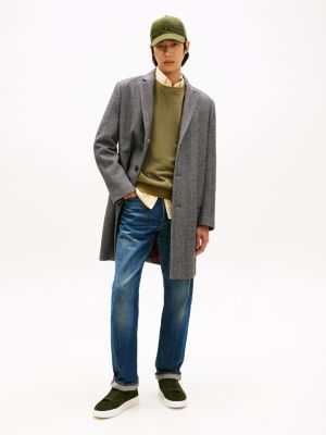 baskets en daim à logo en relief vert pour hommes tommy hilfiger