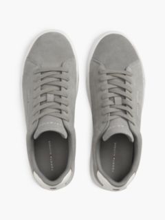 Suede Contrast Heel Court Trainers — Grey 3