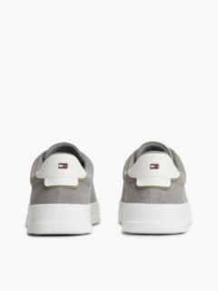 Suede Contrast Heel Court Trainers — Grey 4