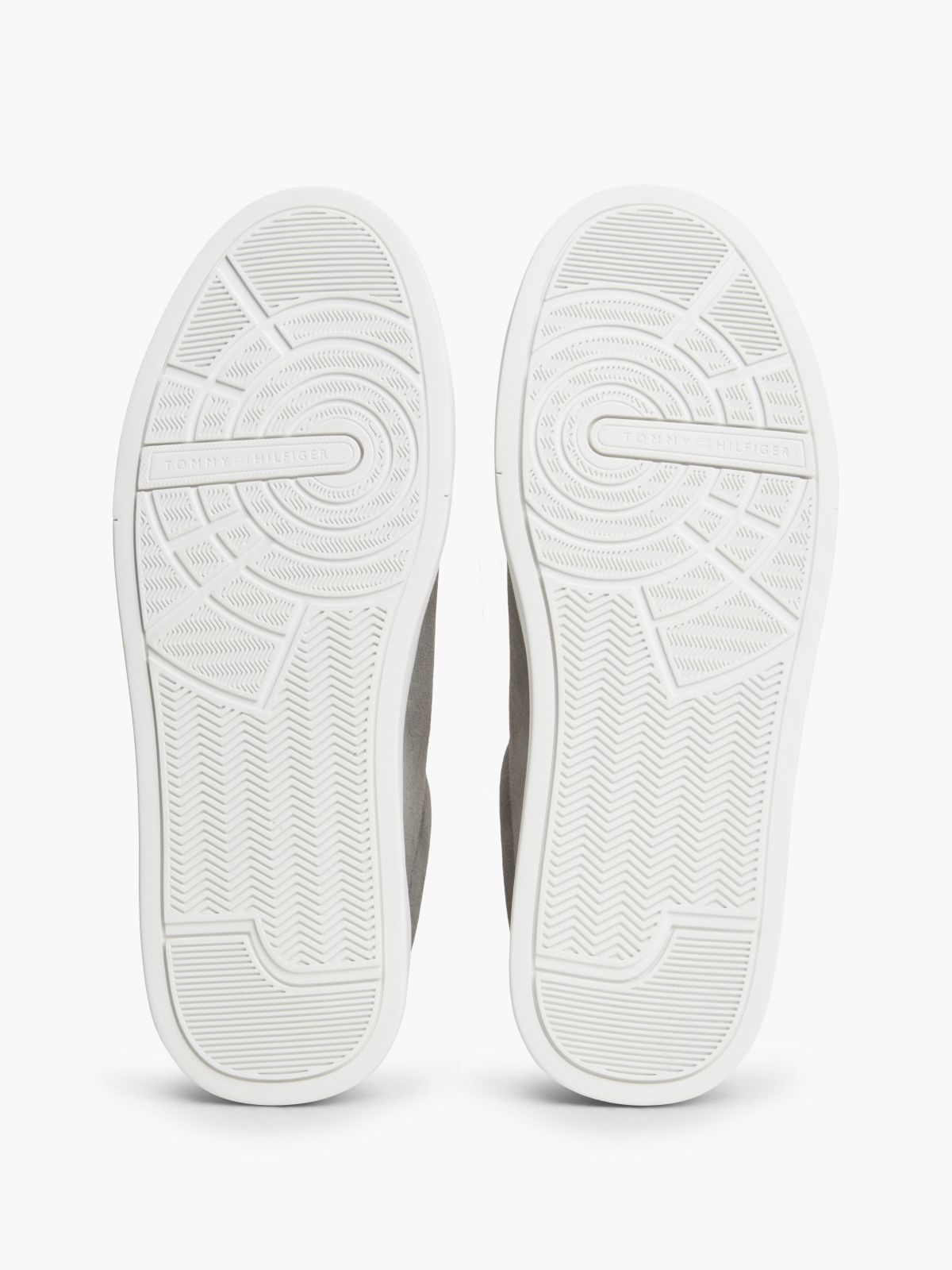 Suede Contrast Heel Court Trainers — Grey